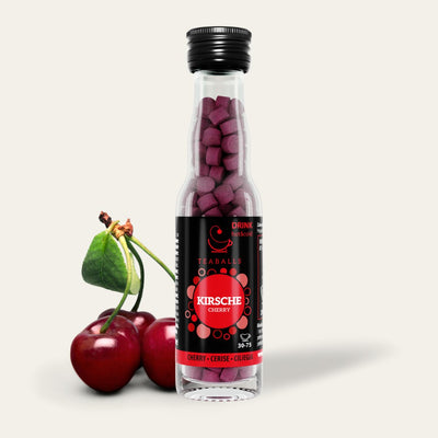 TEABALLS - Kirsebærsort glasflaske | 30-75 kopper - Teaballs